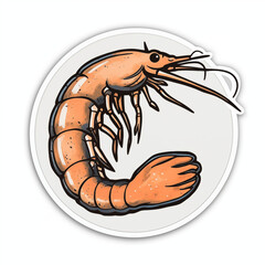 shrimp, sticker on white background