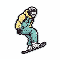 snowboarder, sticker on white background - obrazy, fototapety, plakaty