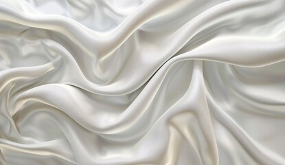 Obraz premium Abstract white background with smooth waves of fabric for product presentation