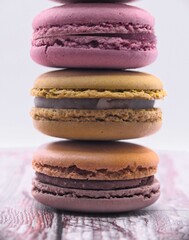 Typical French pastry - Set of macaroons on white background