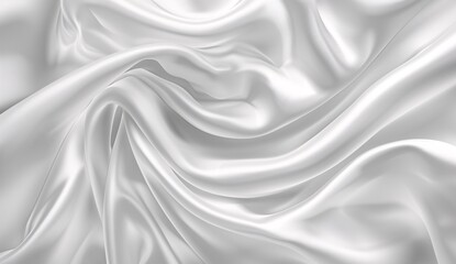 Fototapeta premium Abstract white background with smooth waves of fabric for product presentation