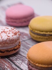 Typical French pastry - Set of macaroons on white background