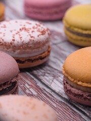 Typical French pastry - Set of macaroons on white background