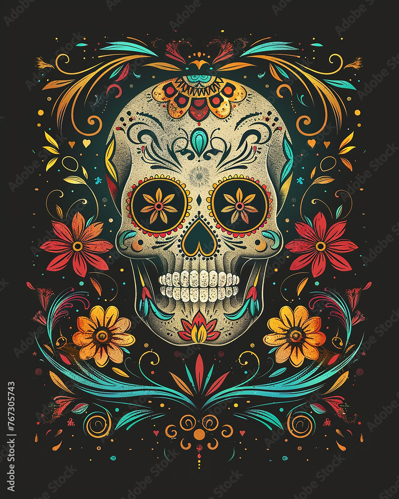 Canvas Prints colorful sugar skull for day of the dead, día de muertos