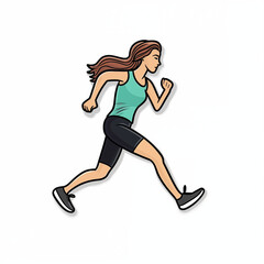 Fototapeta na wymiar female running athlete, sticker on white background