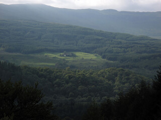 Fototapeta na wymiar Forest viewed from Dun na Cuaiche - Inveraray - Royal Burgh - Argyll and Bute - Scotland - UK