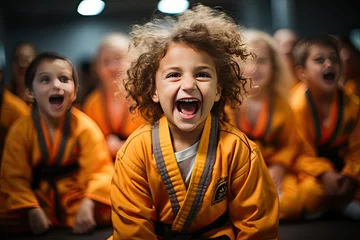 Türaufkleber Children's martial arts class full of fun., generative IA © JONATAS
