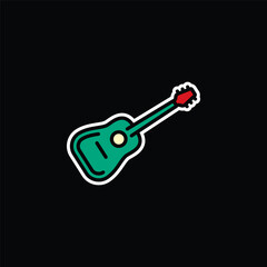 Original vector illustration. The contour icon of an acoustic guitar.