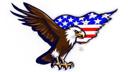 Fototapeta premium Eagle with USA flag logo design