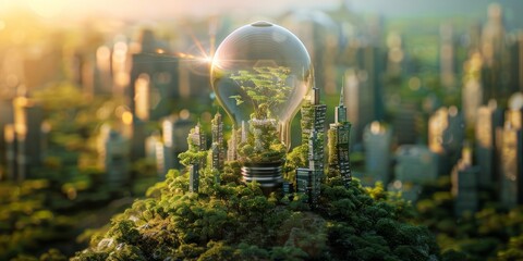 Sustainable Cityscape in a Giant Bulb