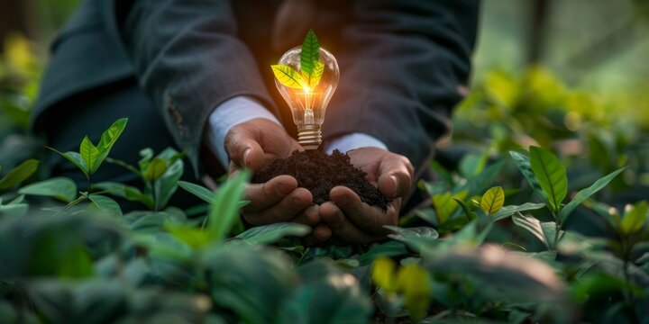 Executive office with modern clean energy sources, symbolizing eco conscious business practices