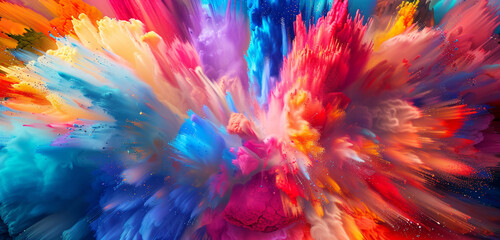 Energetic bursts of pigment burst forth, creating a dynamic explosion of color. - obrazy, fototapety, plakaty