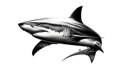 Obraz premium Shark - black and white illustration