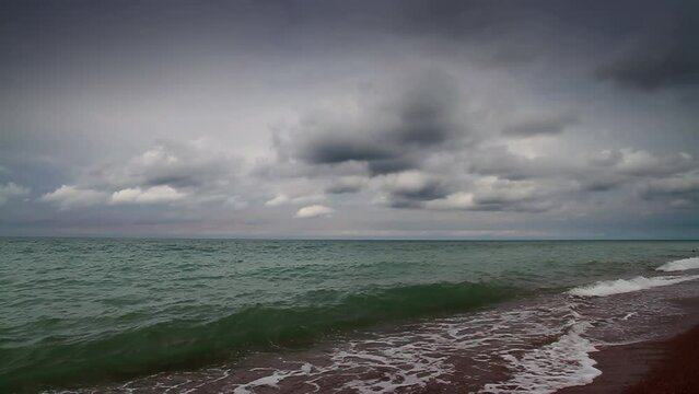 Gathering Storm. The sea in front of the deteriorating weather. Slow motion & Time-laps