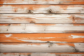 Obraz premium White and orange and brown old used weathered wood wall wooden plank board texture background with grains and structures