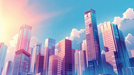 Obraz premium skyscrapers and office buildings in metropolitan area, international corporations and banks, modern city skyline with urban architecture and business district