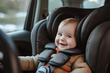 Newborn in car seat: Isofix system, Black seat, Cute baby