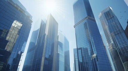 Obraz premium cityscape with skyscrapers, international corporations, office buildings and banks, modern urban skyline and commercial architecture