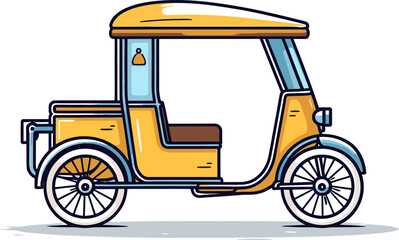 Vintage Rikshaw Journey Detailed Vector Illustration