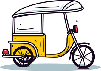 Fototapeta na wymiar Detailed Vector Art of Rikshaw Ride Through City