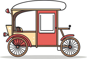 Rikshaw in Traditional Asian Setting Detailed Vector Representation