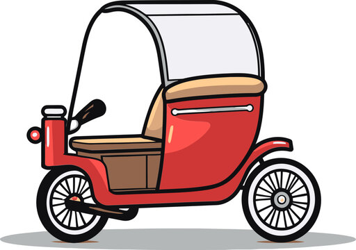 Traditional Rikshaw Vector Illustration Urban Transport Concept