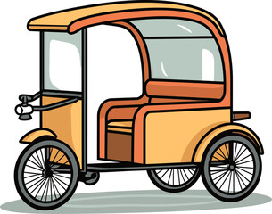 Detailed Vector Graphic of Rikshaw Driver in Action