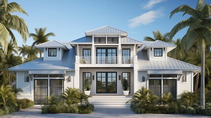 Light and bright two-story Florida beach house with airy cathedral ceilings and seamless indoor/outdoor living.