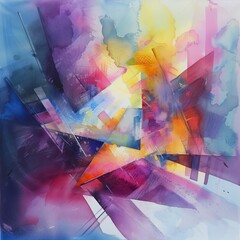 Vibrant Abstract Watercolor Painting of the Year in Attractive and Engaging Colors - obrazy, fototapety, plakaty