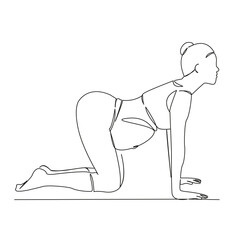 pregnant woman in cat pose