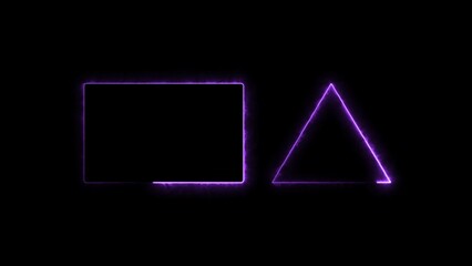 Fototapeta premium Neon light rectangle purple loop red color frame illustration. Abstract neon glowing triangle purple color 4k illustration.