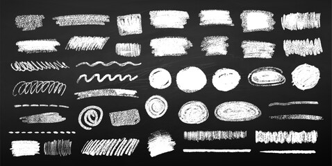 Vector set of chalk drawn grunge design elements abstract doodles - obrazy, fototapety, plakaty