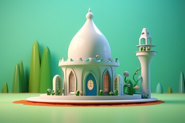 Mini mosque or palace in 3d toy cartoon design