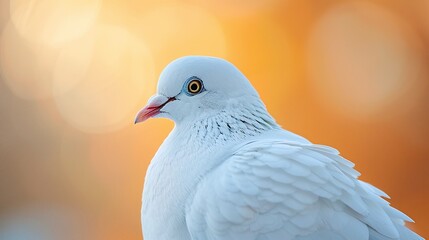 white pigeon closeup in macro, detailed feathers and plumage, elegant and serene bird with natural texture and close view © CinimaticWorks