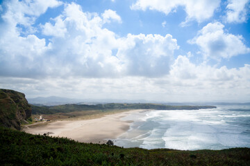 Xago beach view. Asturias coastline panorama, Spain