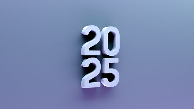 Year 2025, the numbers, the writing on the wall. 2025 abstract figures minimalism,wallpaper.3D render