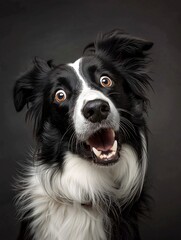 Border Collie looking with funny cute guilty meme face experession