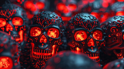 Black and red sugar skulls