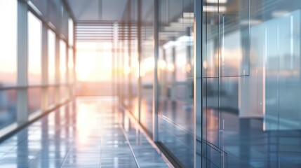 light and airy office interior with panoramic windows, beautiful blurred background, and elegant lighting, creating a professional and contemporary workspace design