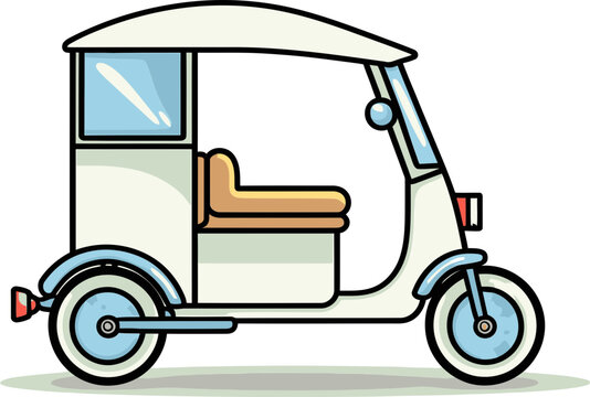 Colorful Rickshaw Illustration Bustling Market Journey