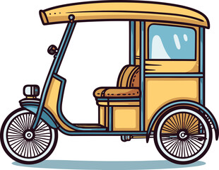 Authentic Rickshaw Vector Art Traditional Transport Icon