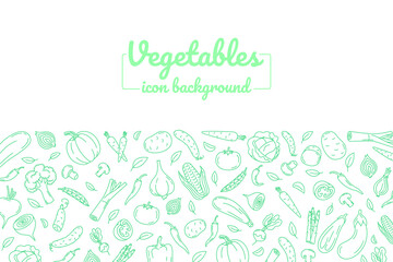 Vegetables line icons. Illustration for backgrounds, card, posters, banners. Horizontal background.