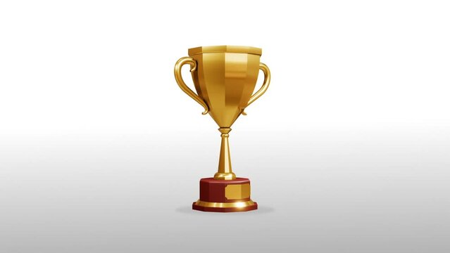 3D golden trophy with a brown base, symbolizing victory, championship, and success.
