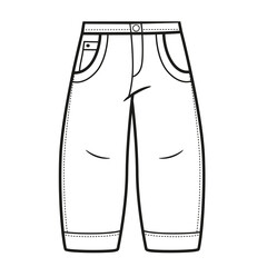 Wide jeans, tapered at the bottom outlined for coloring page isolated on white background