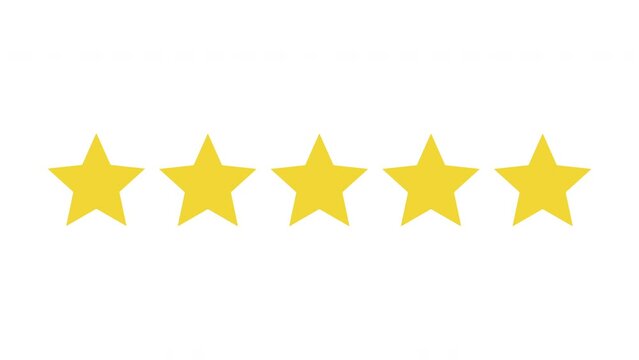 Loop animation of five-star rate customer feedback rate symbol with alpha channel. Motion graphics for 5 score rating review or best ranking service quality satisfaction