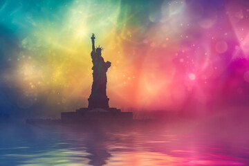 Fototapeta premium Colorful and Mystical Interpretation of the Statue of Liberty