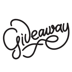 Giveaway text in black color isolated on transparent background. Hand drawn vector art.