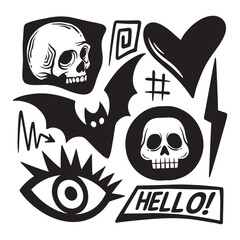 doodle collection set hand drawn black and white premium vector