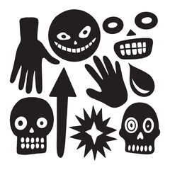 doodle collection set hand drawn black and white premium vector