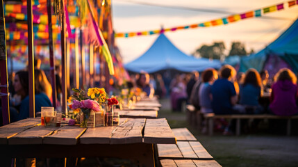 Summer Festival Ambiance with Casual Seating and Decorations